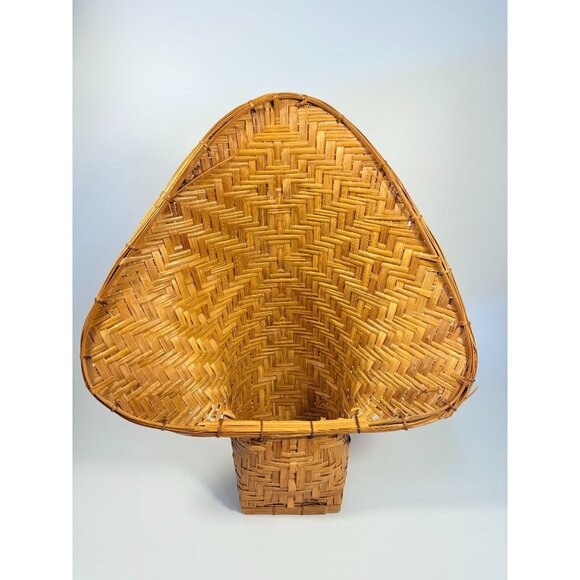 Wicker Rattan Basket Planter Pot Fan Back Spade Hand Woven Retro Boho Mid Centur - Picture 6 of 16